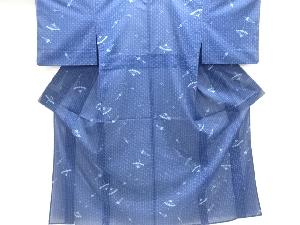 駒絽番傘に絣柄小紋着物